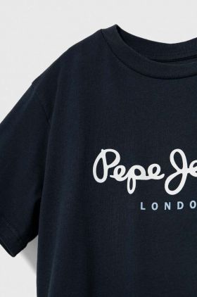 Pepe Jeans tricou de bumbac pentru copii culoarea albastru marin, cu imprimeu