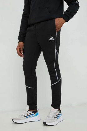 Adidas pantaloni de trening barbati, culoarea negru, cu imprimeu