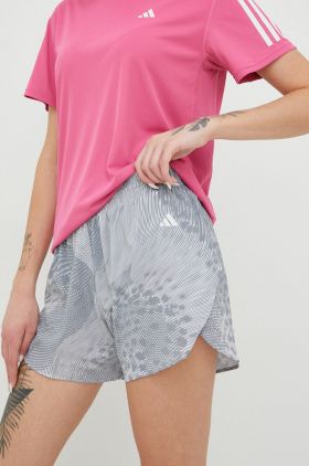 Adidas Performance pantaloni scurți de alergare Adizero femei, culoarea gri, modelator, medium waist