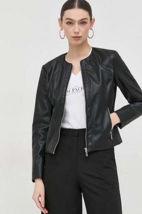 Armani Exchange geaca femei, culoarea negru, de tranzitie