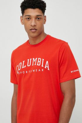 Columbia tricou din bumbac Rockaway River culoarea roșu, cu model 2022181