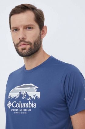 Columbia tricou sport Columbia Hike culoarea albastru marin, cu imprimeu