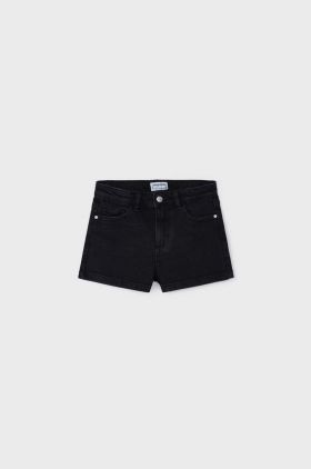 Mayoral pantaloni scurti din denim pentru copii culoarea negru, neted