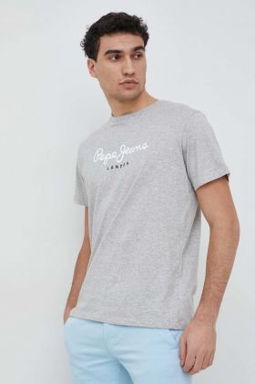 Pepe Jeans tricou din bumbac Eggo culoarea gri, cu imprimeu