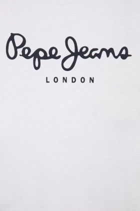 Pepe Jeans longsleeve din bumbac pentru copii New Herman culoarea alb, cu imprimeu