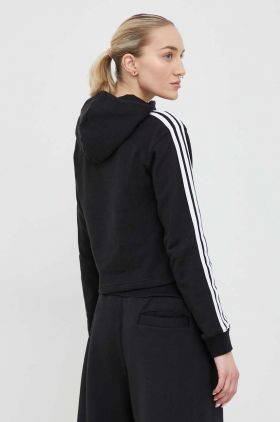 adidas bluza Femei, culoarea negru, cu glugă, modelator