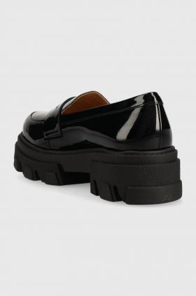 Charles Footwear mocasini de piele Mey femei, culoarea negru, cu platforma, Mey.Loafer.Basic