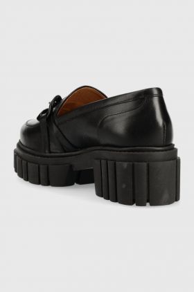 Charles Footwear mocasini de piele Saline femei, culoarea negru, cu platforma, Saline.Loafer