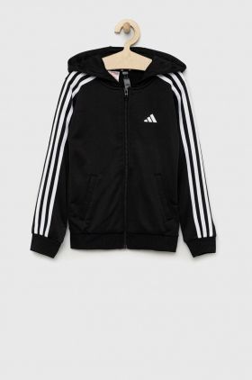 adidas bluza copii U TR-ES 3S culoarea negru, cu glugă, modelator