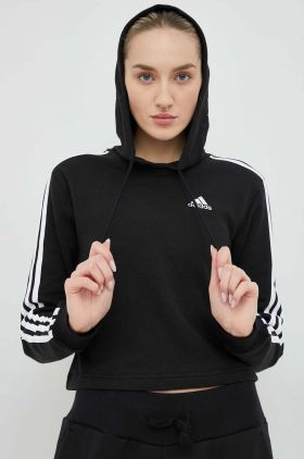 adidas bluza Femei, culoarea negru, cu glugă, modelator