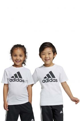 Adidas tricou de bumbac pentru copii LK BL CO culoarea alb, cu imprimeu