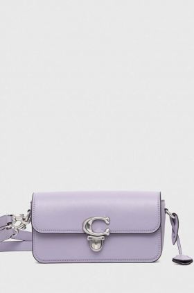 Coach poseta de piele Studio Baguette culoarea violet