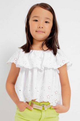 Mayoral bluza de bumbac pentru copii culoarea alb, neted