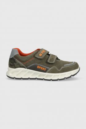 Primigi sneakers de piele întoarsă pentru copii culoarea verde