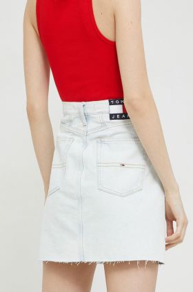 Tommy Jeans fusta jeans mini, drept