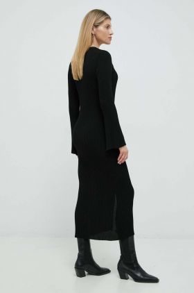 Gestuz rochie culoarea negru, midi, mulata