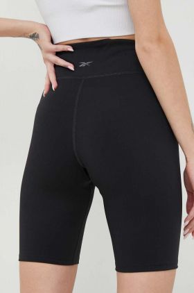 Reebok pantaloni scurți de antrenament Workout Ready Basic femei, culoarea negru, neted, high waist