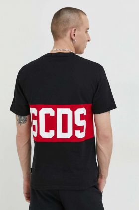 GCDS tricou din bumbac culoarea negru, cu imprimeu