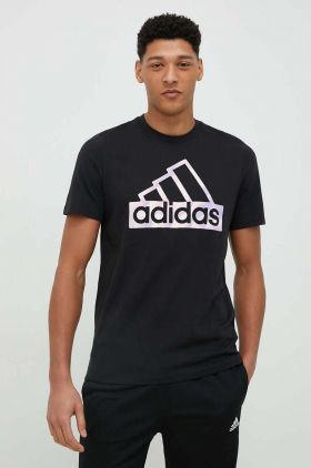 adidas tricou din bumbac culoarea negru, cu imprimeu
