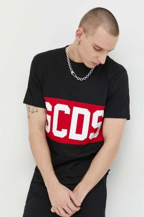 GCDS tricou din bumbac culoarea negru, cu imprimeu