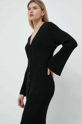 Gestuz rochie culoarea negru, midi, mulata