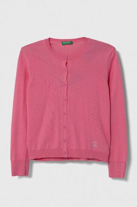 United Colors of Benetton cardigan copii culoarea roz, light