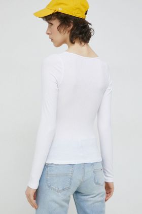 Abercrombie & Fitch longsleeve femei, culoarea alb