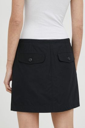 Samsoe Samsoe fusta din bumbac culoarea negru, mini, drept