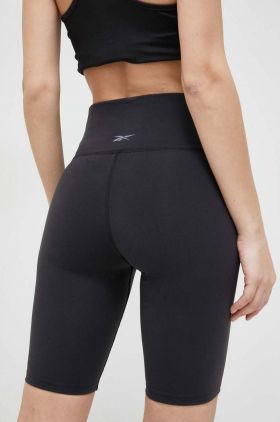 Reebok pantaloni scurți de antrenament Lux culoarea negru, neted, high waist