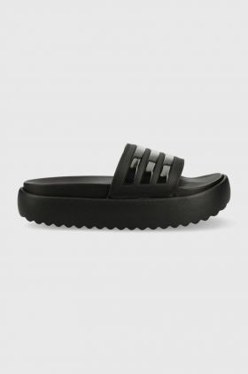 adidas papuci Adilette femei, culoarea negru, cu platformă HQ6179