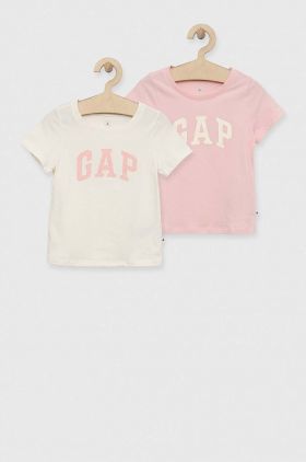 GAP tricou de bumbac pentru copii 2-pack culoarea roz