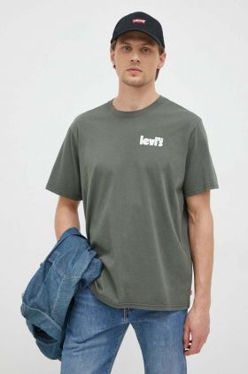 Levi's tricou din bumbac culoarea verde, cu imprimeu