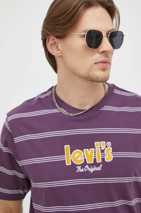 Levi's tricou din bumbac culoarea violet, modelator