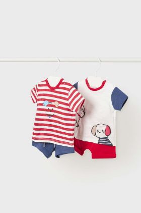 Mayoral Newborn set de bumbac pentru bebelusi culoarea rosu