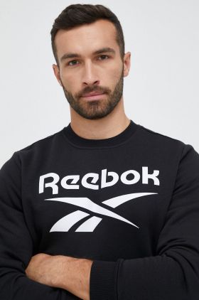 Reebok bluza barbati, culoarea negru, cu imprimeu