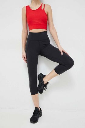 Reebok leggins de antrenament Lux culoarea negru, neted