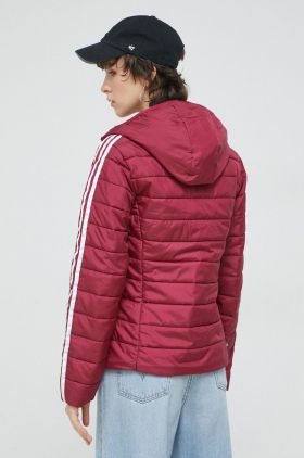 adidas Originals geaca femei, culoarea bordo, de tranzitie