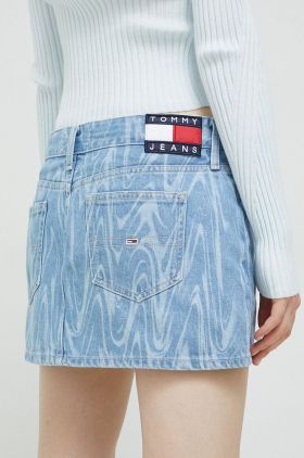 Tommy Jeans fusta jeans mini, drept