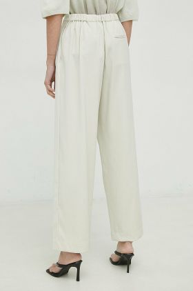 Samsoe Samsoe pantaloni Zuri femei, culoarea bej, drept, high waist