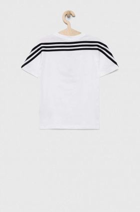 adidas tricou de bumbac pentru copii U FI 3S culoarea alb, cu imprimeu