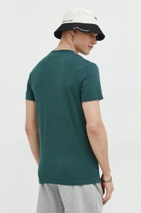 Superdry tricou din bumbac culoarea verde, neted