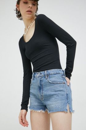 Abercrombie & Fitch pantaloni scurti jeans femei, neted, high waist