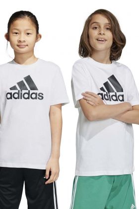 adidas tricou de bumbac pentru copii U BL culoarea alb, cu imprimeu