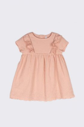 Coccodrillo rochie din bumbac pentru bebeluși culoarea roz, mini, evazati