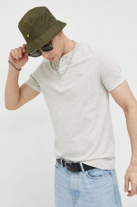 Superdry polo de bumbac culoarea bej, melanj