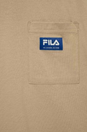 Fila longsleeve din bumbac pentru copii culoarea bej, cu imprimeu