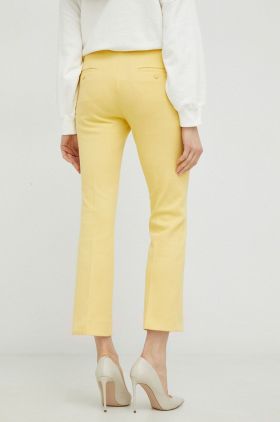 Weekend Max Mara pantaloni femei, culoarea galben, drept, high waist