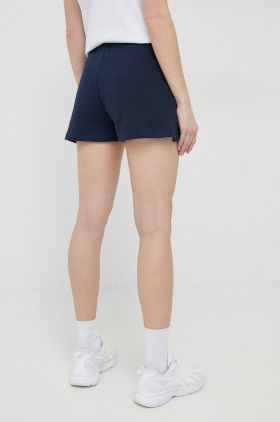 Pepe Jeans pantaloni scurti din bumbac culoarea albastru marin, neted, high waist