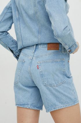 Levi's pantaloni scurți din denim femei, uni, high waist 29961.0034-LightIndig