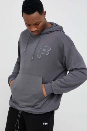 Fila bluza barbati, culoarea gri, cu glugă, neted